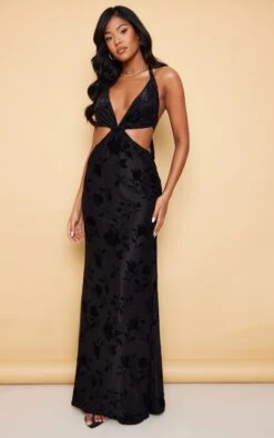 Tall Black Floral Embossed Velour Maxi Dress 9 Tall Black Floral Embossed Velour Maxi Dress -Goremje Style 739459d2c6813f74987ca0b7884d594f65d2a8bf cne2100 3