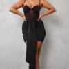Shape Black Satin Mesh Insert Corset Drape Bodycon Dress -Goremje Style 73f7aa4a8345b9b98fb9ce900fb67ce3388bc761 cnc1652 1