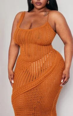 Plus Rust Knitted Low Back Maxi Dress -Goremje Style 756379afc2ea18106efd0ea4129b6f535f7b4bfa cne0651 4