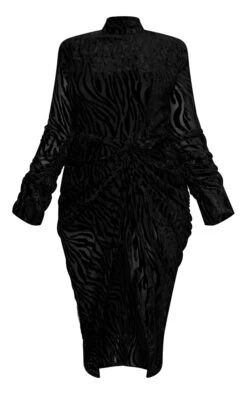Plus Black Zebra Devore High Neck Draped Midi Dress -Goremje Style 75e4110b1699ed8579709442c41fdb482872ac94 cmu5856 6
