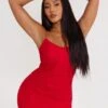 Shape Red Mesh Cup Detail Extreme Ruched Bodycon Dress