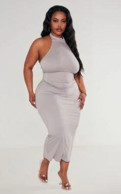 Plus Mocha High Neck Soft Touch Midi Dress -Goremje Style 763f752894e878c8a339b4ee12096bd6151d1734 cnc9678 3