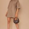 Tall Taupe Oversized Short Sleeve Shirt Dress -Goremje Style 77a7deac1204dc24358bbe2b8a844c03152239a1 cmw5886 1