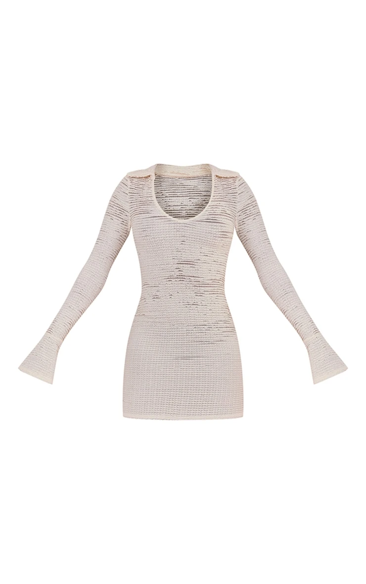 Tall Cream Textured Mini Dress 7 Tall Cream Textured Mini Dress - Image 5