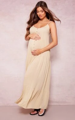 Maternity Sage Strappy Linen Look Dress