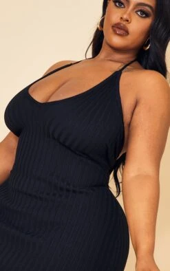 Plus Black Knitted Plunge Maxi Dress -Goremje Style 797e2a89070dd485edc5135f4881e2d4d519898b cmw2974 5