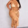 Plus Camel Halterneck Tassel Detail Knitted Beach Dress -Goremje Style 79a8793b96525971c308929b281fd1628291d908 cnd2850 1