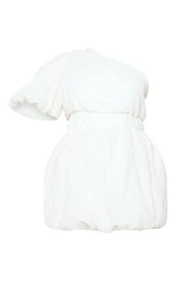 Plus Cream Textured One Shoulder Puffball Dress -Goremje Style 7a35a7ea4467eab7b3c527048289d9bfc6b9e2a5 cne0769 5