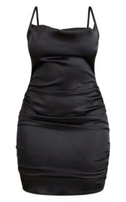 Shape Black Stretch Satin Cowl Ruched Bodycon Dress -Goremje Style 7a40869a621dd81e11a56507cb6afa6315ffae9c cnc4565 5