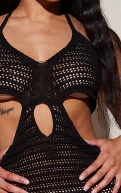Shape Black Crochet Cut Out Mini Dress -Goremje Style 7ba3843818a790dbcc6e51609d6ed2da91cebaaf cne0510 4