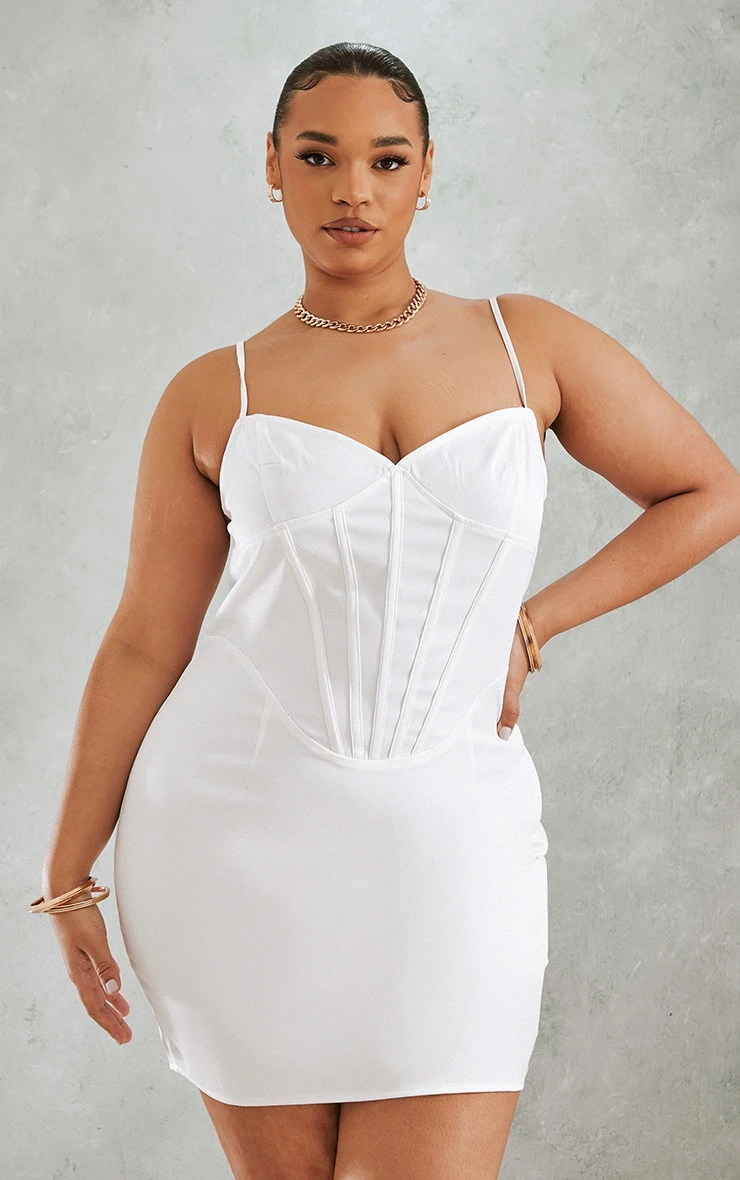 Plus White Strap Detail Bodycon Dress 6 Plus White Strap Detail Bodycon Dress - Image 4