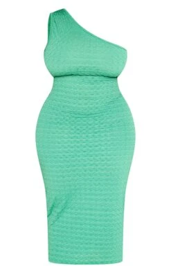Plus Green Bubble Textured One Shoulder Midi Dress -Goremje Style 7c725174fad8d37a202a629a863d91712f29e2c7 cne4149 5