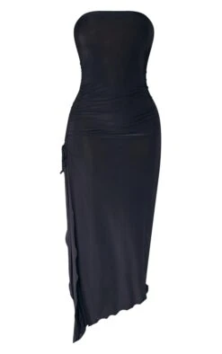 Shape Black Slinky Bandeau Ruched Side Frill Hem Midaxi Dress -Goremje Style 7cf3eafee40bbf6a402200584f6222bd0436fda2 cnb7667 5