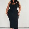 Plus Black Ruched Slinky Midi Dress -Goremje Style 7d41cf3366c8753dbe87e2ddd121a6e4f4af92eb cnd5074 1