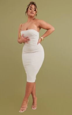 Shape Stone Stretch Woven Panel Detail Midi Dress