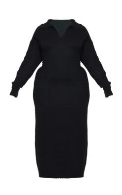 Plus Black Collar Detail Cosy Knitted Midaxi Dress -Goremje Style 7f1813ec84a3b960f1f9887fddebc14e5a0a31bf cmt4504 6