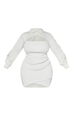 Plus White Cut Out Shirt Detail Bodycon Dress -Goremje Style 8077d880dc9e60cb0fbc38161e7a539fec893908 cnc5252 5