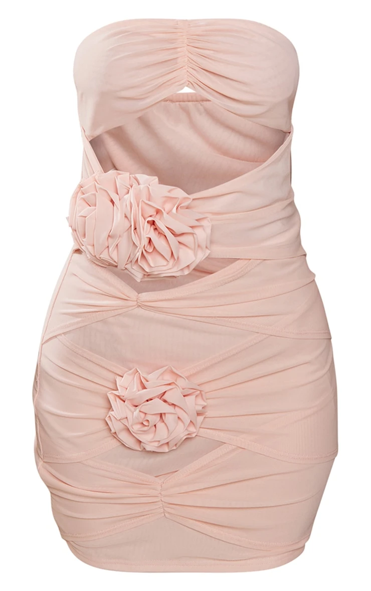 Petite Pink Flower Detail Cut Out Mini Dress 7 Petite Pink Flower Detail Cut Out Mini Dress - Image 5