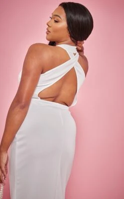 Plus Cream Scuba High Neck Cross Back Maxi Dress -Goremje Style 826f5745c25c5e2f76d1a0b0ad02c5f6022c08b8 cnd9827 4