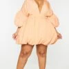 Plus Orange Puff Sleeve Puffball Hem Shift Dress 1 Plus Orange Puff Sleeve Puffball Hem Shift Dress -Goremje Style 82d578c3b0b7ac0fe6de069343efcc5958cfb45f cms2495 1