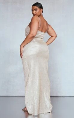 Plus Gold Diamante Strap V Bar Glitter Midaxi Dress -Goremje Style 83c3d918de7329ce629722672e92e1567d0969b5 cnb5230 2