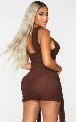 Shape Chocolate Brown Mesh Wrap Neck Tie Detail Bodycon Dress 8 Shape Chocolate Brown Mesh Wrap Neck Tie Detail Bodycon Dress -Goremje Style 8417bf5f022925b0a33275013c9878ea3559c7b9 cmt7559 3