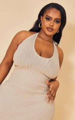 Plus Stone Knitted Plunge Maxi Dress -Goremje Style 846ad16610d0a76966b371f07dd0e30efa7fa28c cmw2975 5