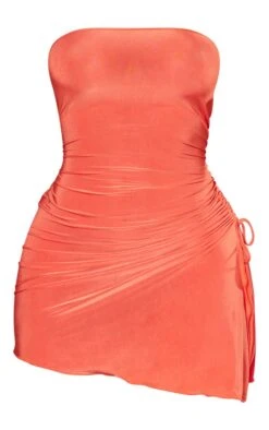 Shape Clay Slinky Bandeau Ruched Side Frill Hem Bodycon Dress -Goremje Style 847488610a3b17c48ecd773c334fb9e74ba12493 cnd5522 5