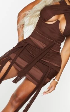 Shape Chocolate Brown Mesh Wrap Neck Tie Detail Bodycon Dress 10 Shape Chocolate Brown Mesh Wrap Neck Tie Detail Bodycon Dress -Goremje Style 8492d278bc699089e3f6daf65bb5d1aa0e5b0c61 cmt7559 5