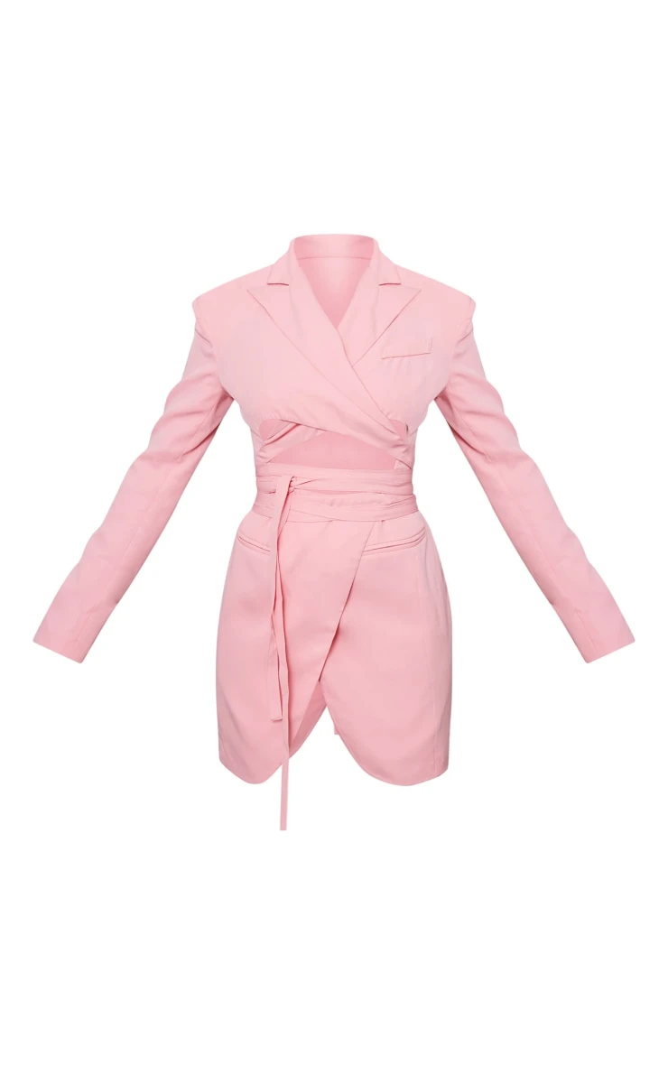 Tall Pink Wrap Around Blazer Dress 6 Tall Pink Wrap Around Blazer Dress - Image 4