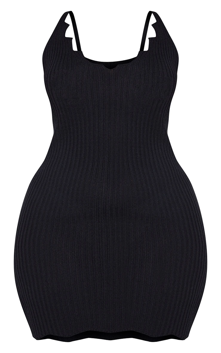 Plus Black Knit Scallop Edge Detail Bodycon Dress 7 Plus Black Knit Scallop Edge Detail Bodycon Dress - Image 5