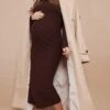 Maternity Chocolate Ribbed Longsleeve Midi Dress -Goremje Style 89018612b05464aaffcdbc31d841cea3e8236c4a cnd0829 1