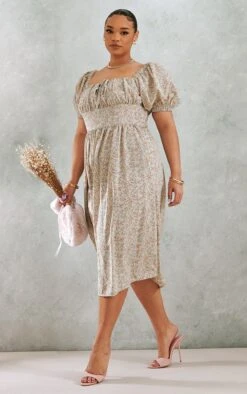 Plus Taupe Ditsy Floral Puff Sleeve Midi Dress 9 Plus Taupe Ditsy Floral Puff Sleeve Midi Dress -Goremje Style 89cd6b6f121bf7bd92687939e57f376de0c78829 cnc9564 3