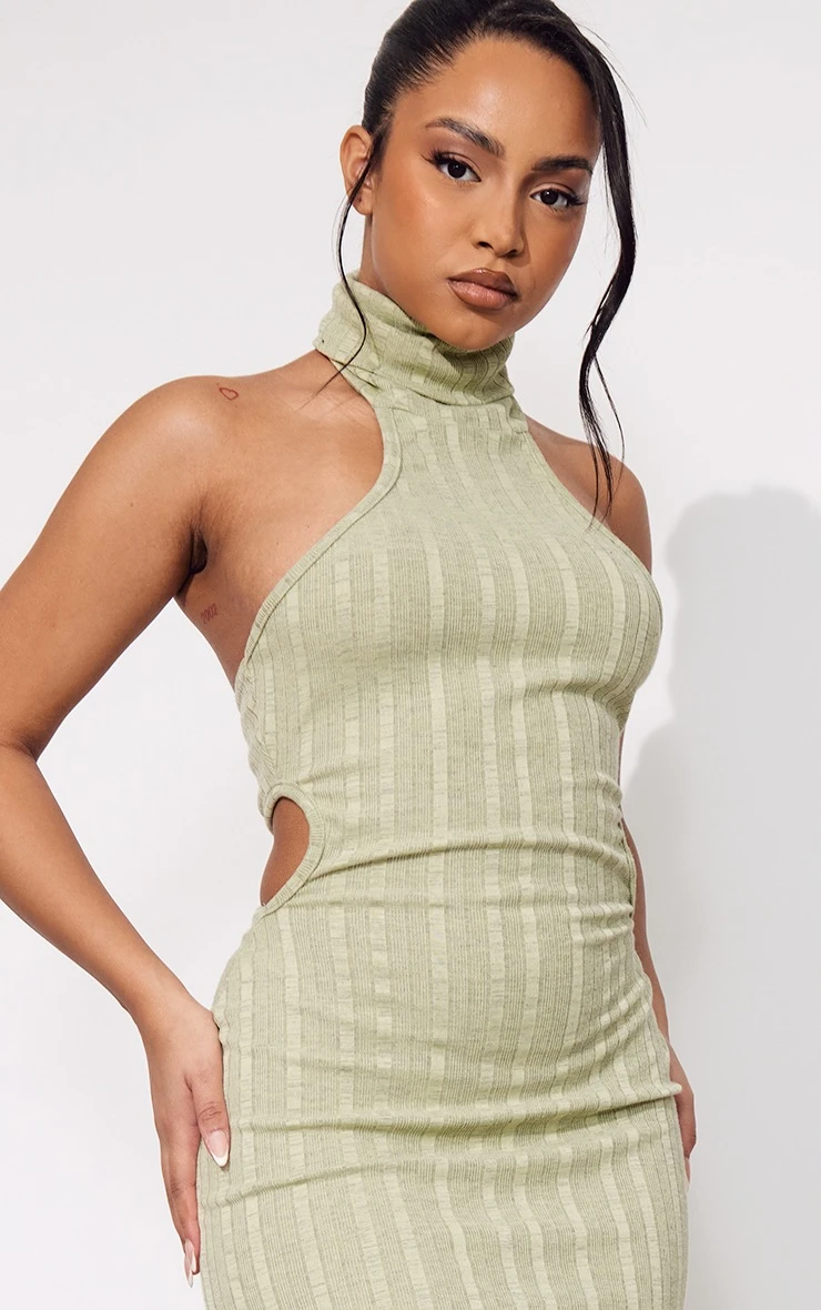 Petite Sage Ribbed Backless Mini Dress 5 Petite Sage Ribbed Backless Mini Dress - Image 4