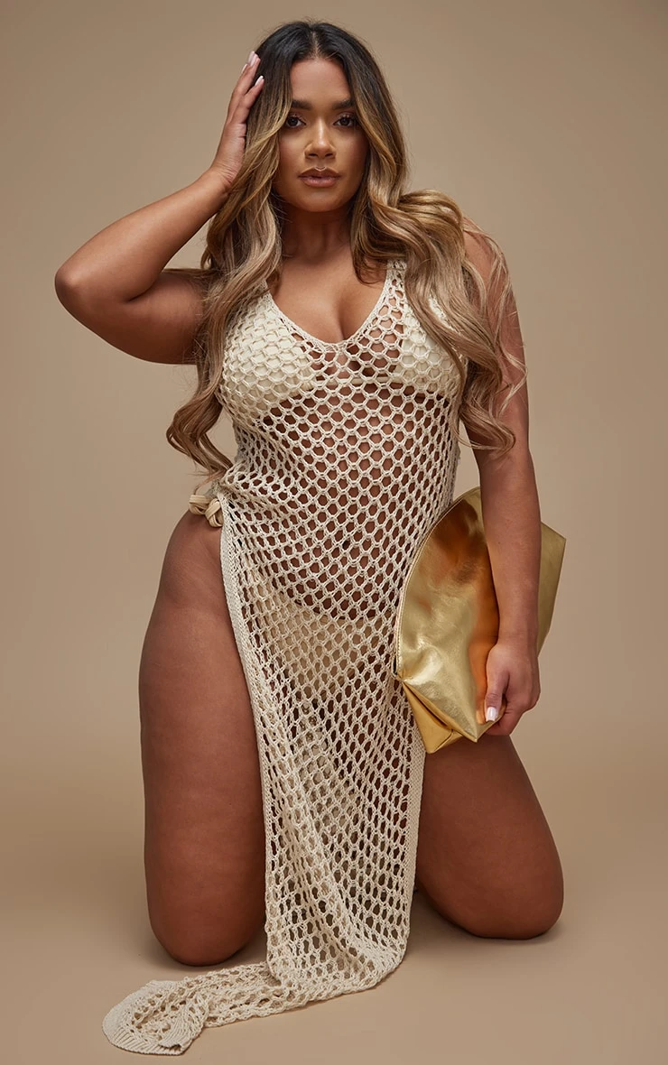 Shape Stone Crochet Knit Split Side Maxi Dress 5 Shape Stone Crochet Knit Split Side Maxi Dress - Image 3