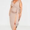 Plus Taupe Linen Look Drape Detail Midi Dress -Goremje Style 8ae1b3368d3bc448445da9eed18a313c498e2eef cnd6514 3