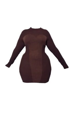 Plus Brown Two Tone Contrast Seam High Neck Dress 11 Plus Brown Two Tone Contrast Seam High Neck Dress -Goremje Style 8b2d76198cbcb569552d70c11d4565e36601ae77 cmv3333 6