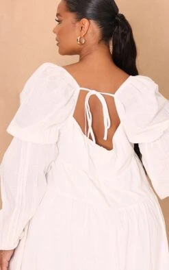 Plus White Cotton Tiered Shift Dress -Goremje Style 8db6b8a21b73728362d9e8c380048516ff62740e cmw4090 5