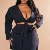 Plus Black Cut Out Knot Front Blazer Dress -Goremje Style 8e784ab45234a4ae443740270c9ae03dff68e50b cnc9832 1