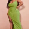 Plus Olive Slinky Cowl Side Split Midi Dress -Goremje Style 8f107bacae89d89b5500c9048f438c20e33fe2e9 cmw3184 1