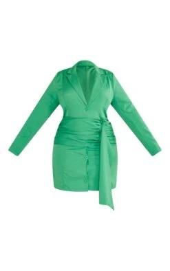 Plus Green Pleated Front Drape Detail Blazer Dress -Goremje Style 8fcc106bcafebd491acb74d7de3674f3824fa206 cnc9643 5