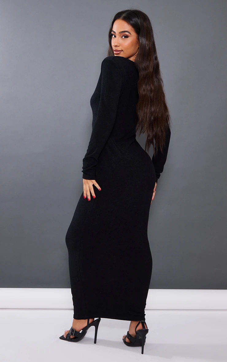 Petite Black Towelled Maxi Dress 4 Petite Black Towelled Maxi Dress - Image 2