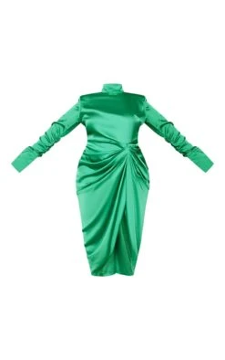 Plus Green Satin High Neck Draped Midi Dress -Goremje Style 9074c6dd2cb49f6fd2a5ab0d1c04caf9aae0d112 cne0809 5