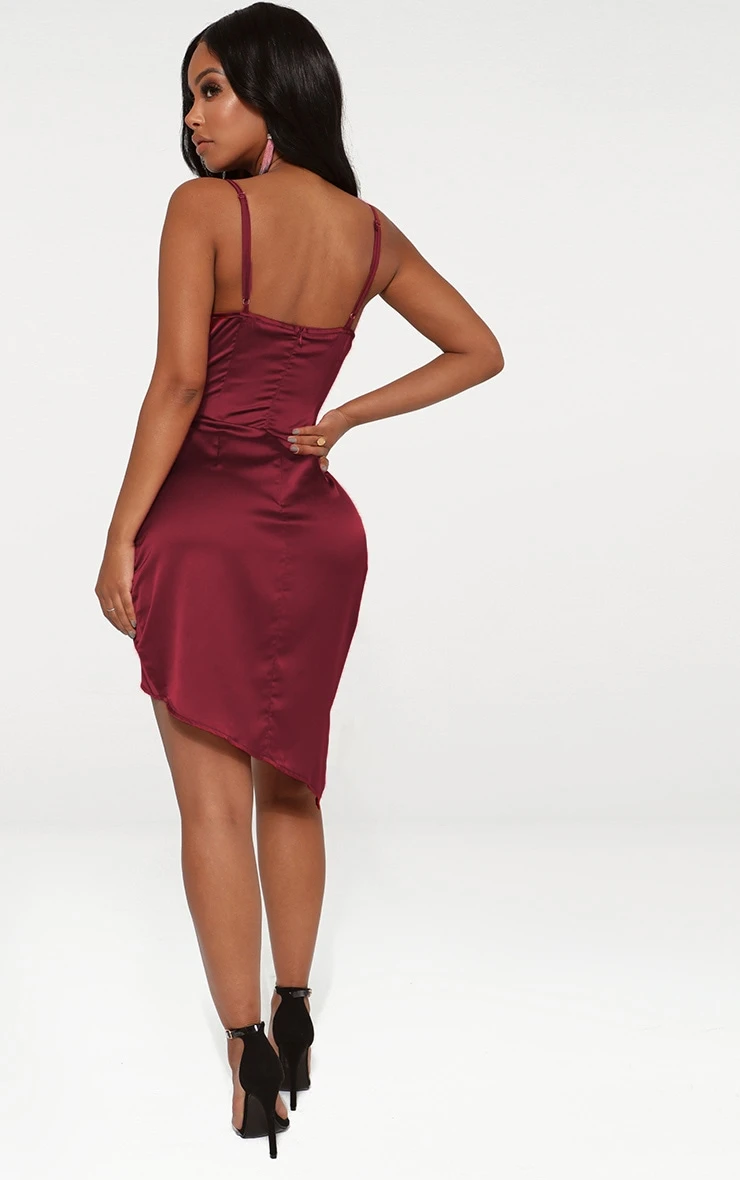 Shape Burgundy Satin Wrap Dress 4 Shape Burgundy Satin Wrap Dress - Image 2