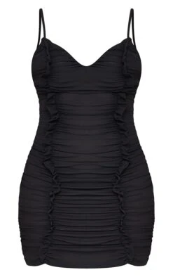 Shape Black Chiffon Plunge Ruched Bodycon Dress -Goremje Style 9457d5952f4a703578f91d64f5928d803a6b3e33 cmn8622 5