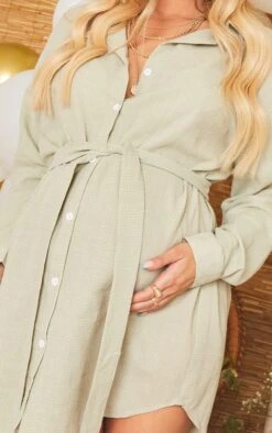 Maternity Sage Green Checked Oversized Tie Waist Shirt Dress 10 Maternity Sage Green Checked Oversized Tie Waist Shirt Dress -Goremje Style 94ec94e42e5c6bc4922bf4974959ff8d99e007f7 cmr9317 4