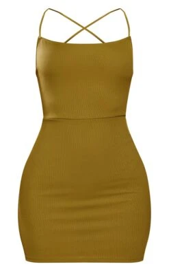 Petite Olive Ribbed Lace Up Back Bodycon Dress -Goremje Style 94fa65aadc6f7e61fc5bda9ee81439afba8c1051 cnd4339 5