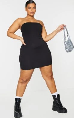 Plus Black Basic Jersey Bandeau Bodycon Dress -Goremje Style 9529da368868b9e58c860e8f3ec9d077a92977b1 CMZ1124 3