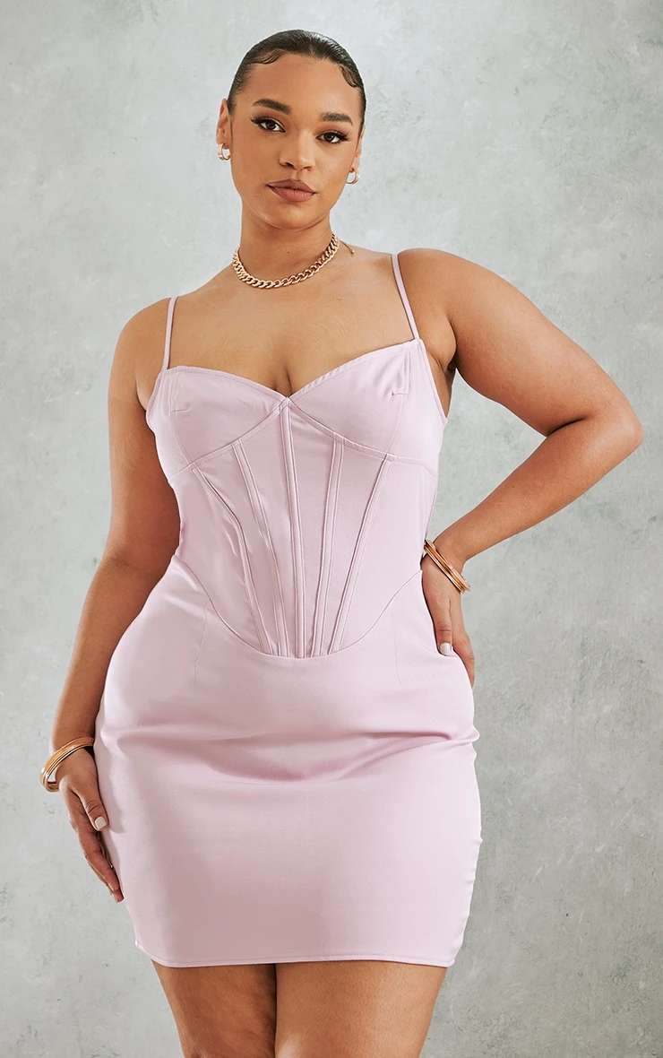 Plus Dusty Pink Strap Detail Bodycon Dress 6 Plus Dusty Pink Strap Detail Bodycon Dress - Image 4