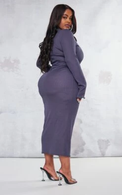 Plus Charcoal Rib Lettuce Hem Long Sleeve Midaxi Dress 8 Plus Charcoal Rib Lettuce Hem Long Sleeve Midaxi Dress -Goremje Style 960bec0aa5a2f4cd266d911f439fe094773f6759 cnc2222 2